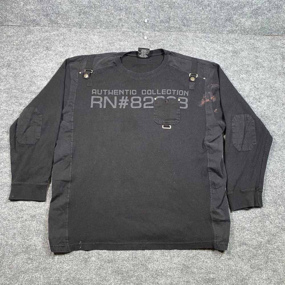 Southpole Authentic Collection Black Thermal Shirt 6XL Waffle Knit Cyber Y2K